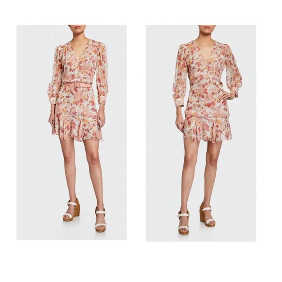 Veronica Beard Cybil Floral Shimmer Silk Dress Size 0 - Picture 9 of 10